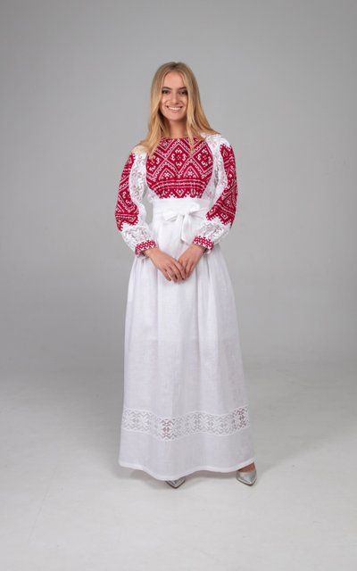 Плаття-вишиванка максі біле "Світанок червоний" 0012022001002 фото