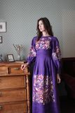 Фіолетова льняна сукня з вишитими птахами ПЛ-770357 ПЛ-770357 фото